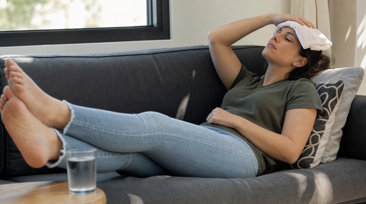 Person ruht mit hochgelegten Beinen
