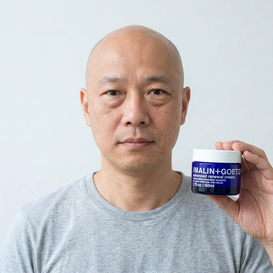 Test participant with the product