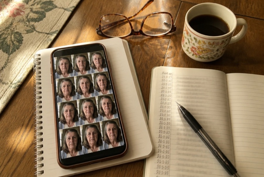 Photos charted every morning on a phone