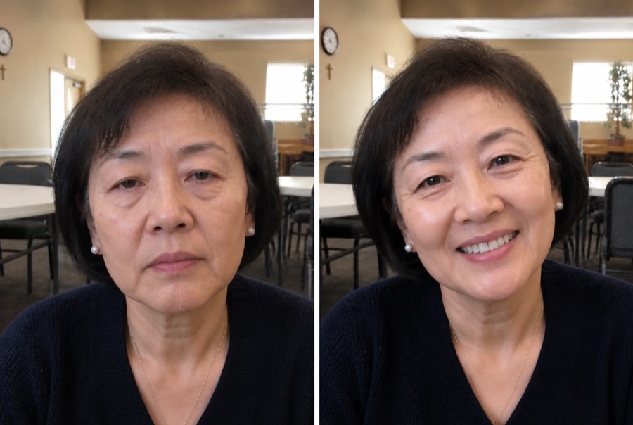 Mi-Ja before and after six weeks in Seoul